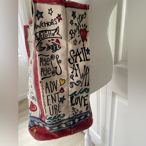 Brighton “Seas The Day” Canvas Beach Bag Large - Picture 5 of 10